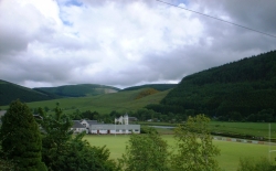 View of Clubhouse and pitch from A72 with River Tweed on the right.